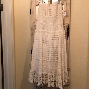 White crocheted skirt. New w/tags attached.